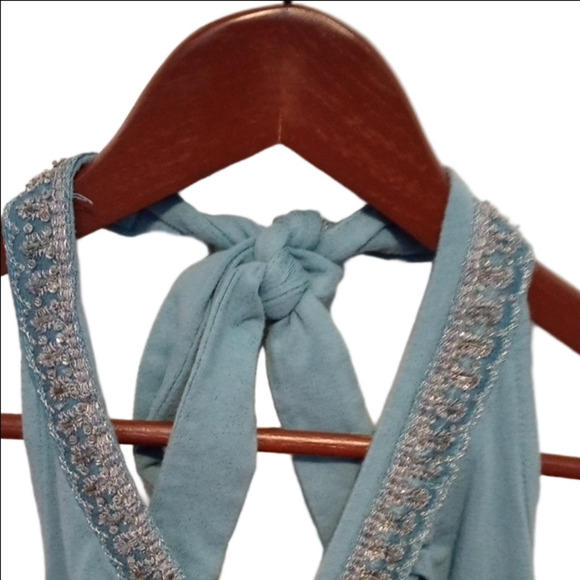a.n.a Teal Embellished Halter Tank Top - Picture 4 of 7